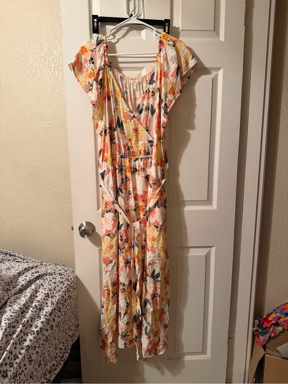Maurices Cream Floral Maxi Dress with Yellow and Pink Accents